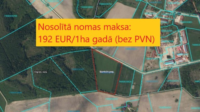 Noslēgusies izsole īpašumam Krieviņi Suntažos. Nosolītā nomas maksa: 192 eur par hektāru gadā bez pievienotās vērtības nodokļa