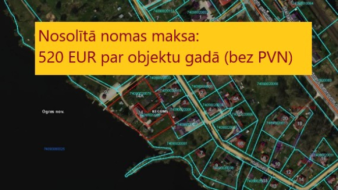 Noslēgusies nomas tiesību izsole īpašumam Lāčplēša ielā 14A Ķegumā. Nosolītā nomas maksa 520 eur par objektu gadā bez pievienotās vērtības nodokļa