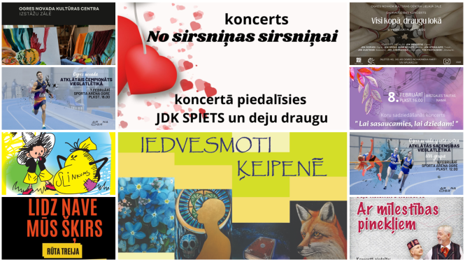 Nedēļas nogales pasākumu afišu kolāža