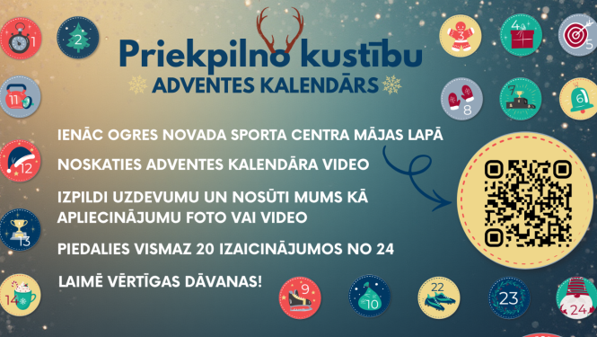 Priekpilno kustību Adventes kalendārs aktīvām aktivitātēm