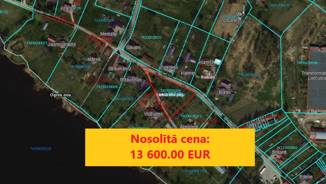 Izsoles rezultāts: īpašums "Pīlādži" Kaibalā nosolīts par 13 600 eiro