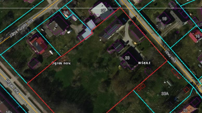 Izgriezums no kadastra - Rīgas iela 33, Ikšķile