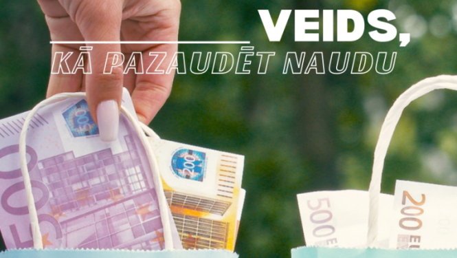 Valsts policijas akcija "Veids, kā pazaudēt naudu". Attēlā papīra maisiņi ar eiro banknotēm