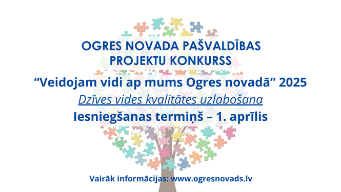 Ogres novada pašvaldības projektu konkurss "Veidojam vidi ap mums Ogres novadā" 2025