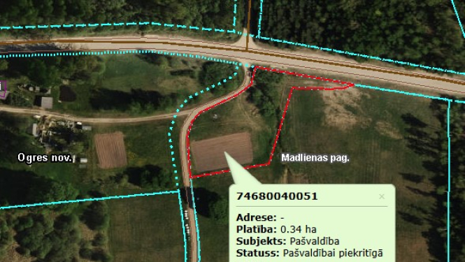 Iznomā zemes vienību ar kadastra apzīmējumu 7468 004 0051 Madlienas pagastā, Ogres novadā