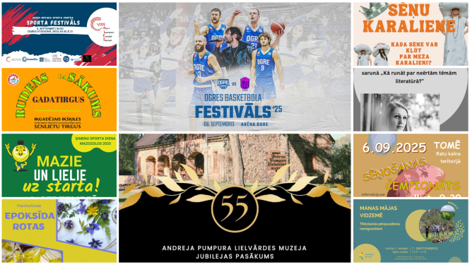 Nedēļas nogales pasākumu afišu kolāža