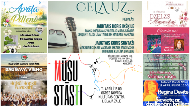 Nedēļas nogales pasākumu afišu kolāža