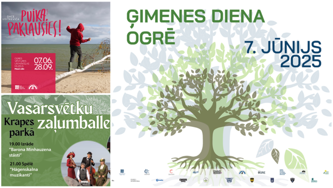 Nedēļas nogales pasākumu afišu kolāža