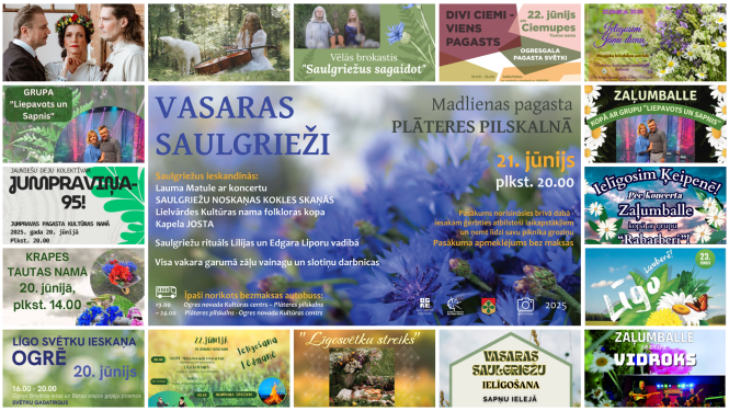 Nedēļas nogales pasākumu afišu kolāža