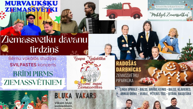 Nedēļas nogales notikumu afišu kolāža