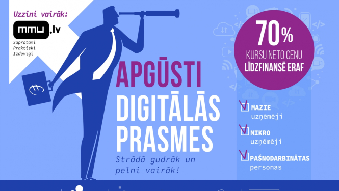 Aicina Latvijas uzņēmējus apgūt digitālās prasmes par Eiropas fondu līdzekļiem