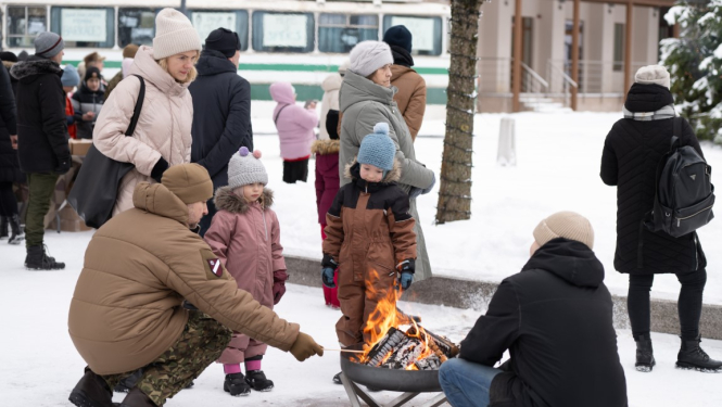 Dalībnieki barikāžu atceres pasākumā Ogrē 01.2024.