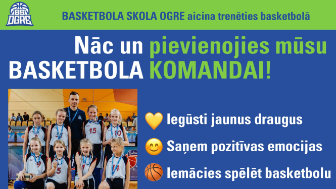 Ogres Basketbola skola aicina pievienoties meiteņu basketbola komandai