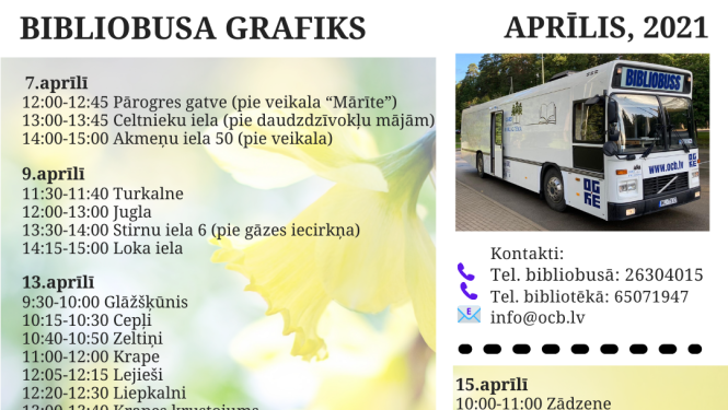 Bibliobusa grafiks aprīlī