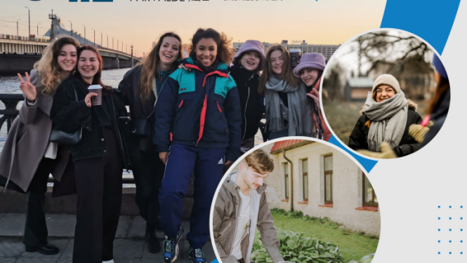 Plakāts informatīvam pasākumam par brīvprātīgo darbu un mentora lomu Eiropas Solidaritātes korpusa programmā