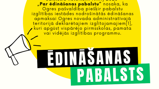 Informācija par ēdināšanas pabalstu Ogres novadā