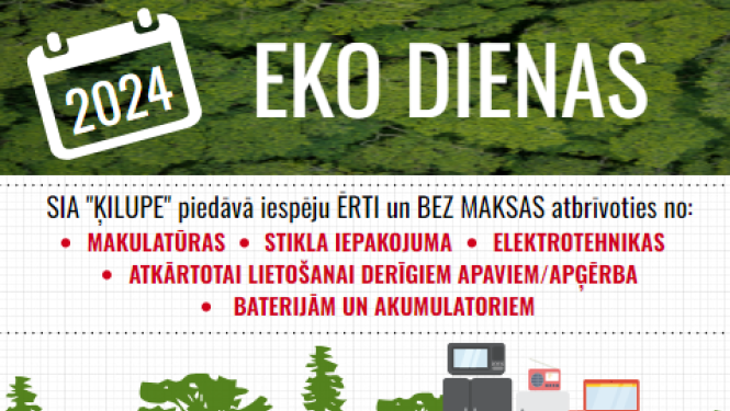 Afiša par Eko dienām atkritumu savākšana no iedzīvotājiem