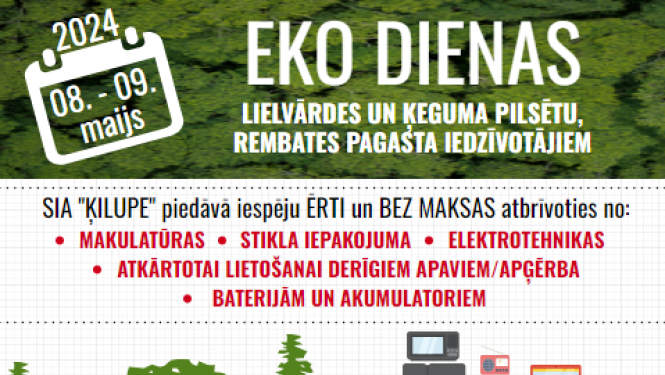 Eko dienu afiša Ķegumam, Lielvārdei, Rembatei