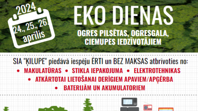 Eko dienu afiša Ogrei, Ogresgala pagastam un Ciemupei