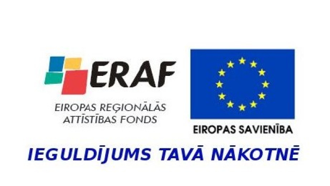 Eiropas Reģionālās attīstības fonda un Eiropas Savienības logo