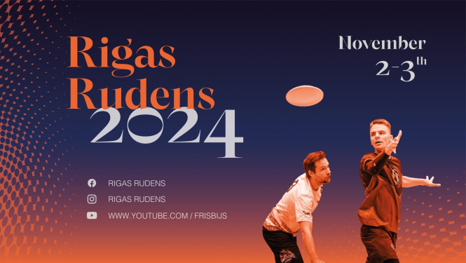 Afiša - divi cilvēki spēlē frisbiju