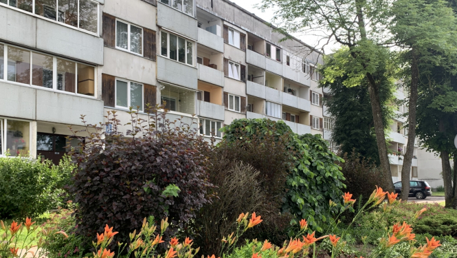 Ziedi, iekšpagalms, daudzdzīvokļu nams