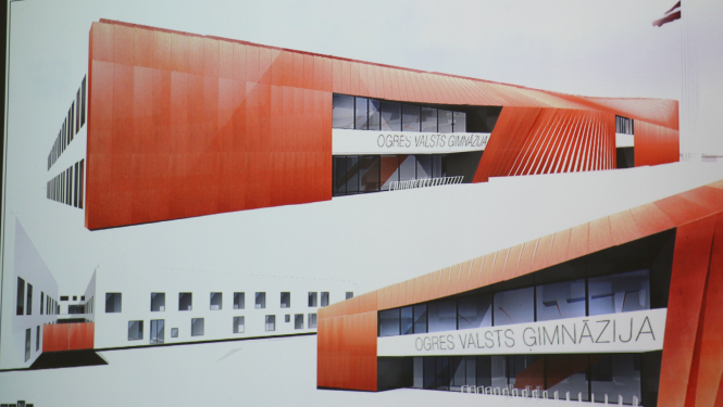 Top jaunās Ogres Valsts ģimnāzijas ēkas un sporta kompleksa projekts