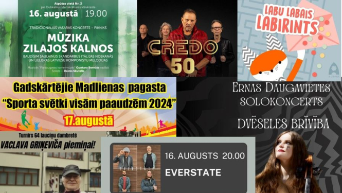 Nedēļas nogales notikumu afišu kolāža