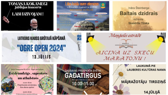 Kolāža nedēļas nogales pasākumiem 12.-15.jūlijs