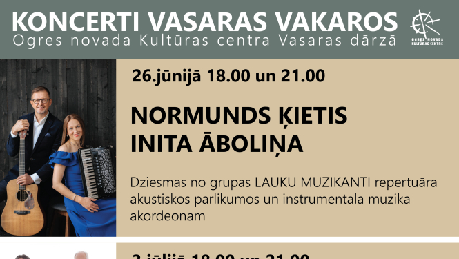 26. jūnijā Ogrē atklās koncertciklu “Koncerti vasaras vakaros”