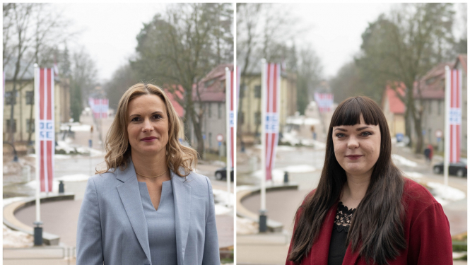 Ogres novada Kultūras un tūrisma pārvaldes vadītāja Marika Zeimule un Ogres teātra direktore Ieva Rodiņa