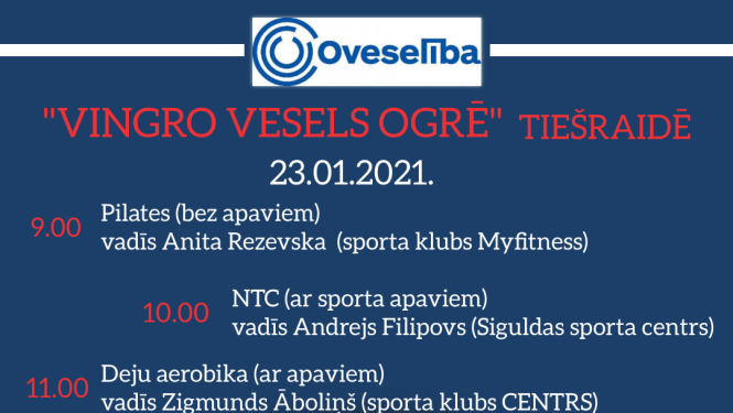 Oveselība aicina uz tiešsaistes nodarbībām "Vingro vesels Ogrē"