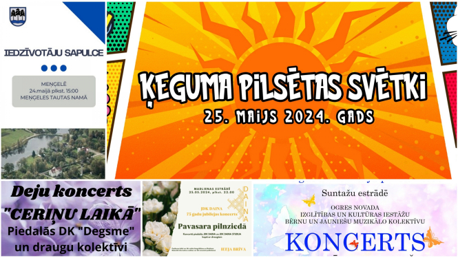 Pasākumu Ogres novadā plakātu kolāža 05.2024.