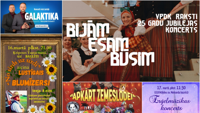 Pasākumi Ogres novadā plakātu kolāža 03.2024.