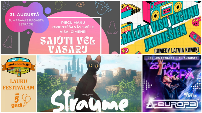 Pasākumu plakāti kolāža 08.2024.