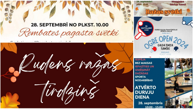 Pasākumu Ogres novadā 09.2024. plakātu kolāža