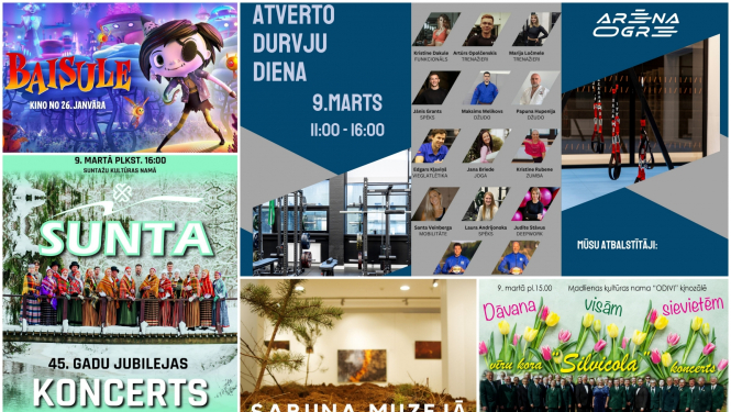 Ogres novada pasākumu plakātu kolāža 03.2024.