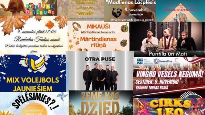 Nedēļas nogales notikumu afišu kolāža