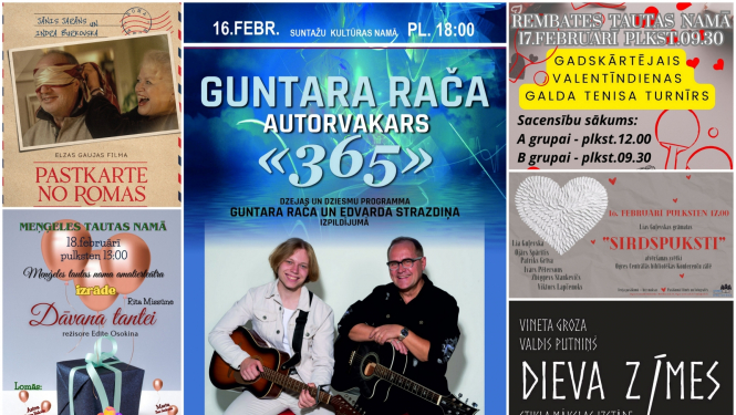 Ogres novada 16.-18.02. pasākumu plakātu kolāža
