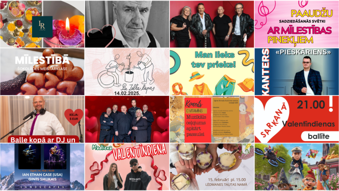 Nedēļas nogales pasākumu afišu kolāža