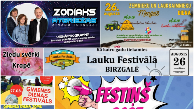 Plakāti par pasākumiem nedēļas nogalē 08.2023.