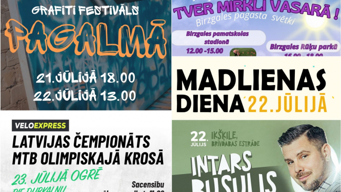 Pasākumi nedēļas nogalē kolāža  07.2023.