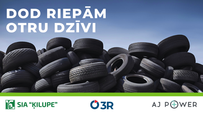 Automašīnu riepas sakrautas kaudzē