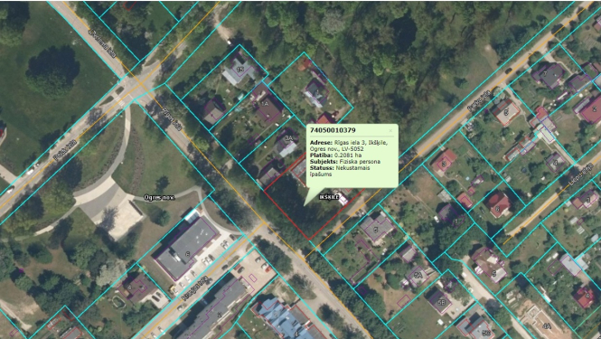 Kadastra karte Rīgas iela, Ikšķile