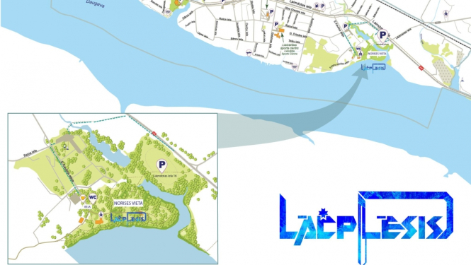 karte, kurā atzīmētas autostāvvietas rokoperas Lāčplēsis laikā