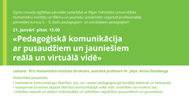 Pedagogus aicina uz semināru 21. janvārī