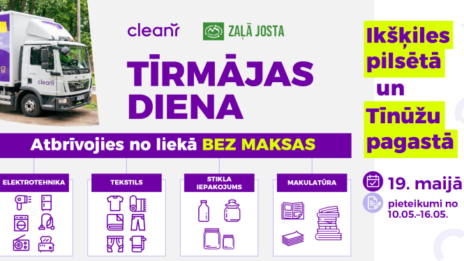 Afiša Tīrmājas dienai - sadzīves tehnikas un citu atkritumu savākšanai no iedzīvotājiem
