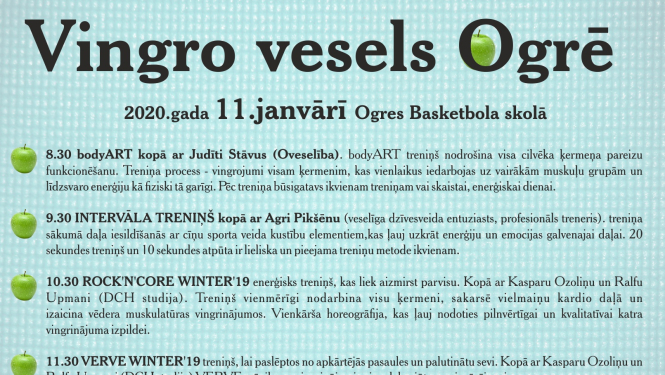 Oveselība aicina uz pasākumu “Vingro vesels Ogrē” 11. janvārī