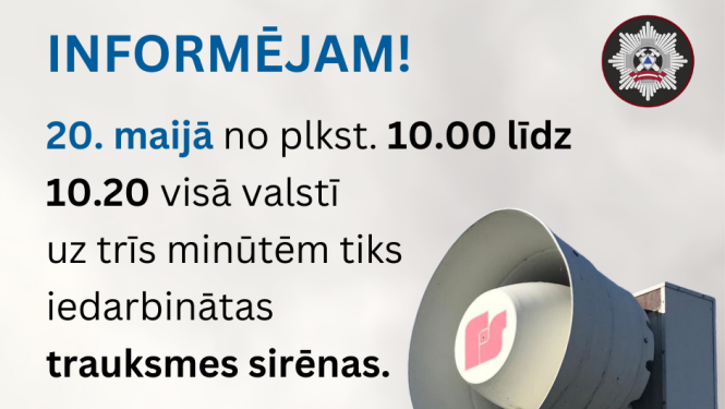 Trauksmes sirēnu pārbaudes brīdinājuma informācija