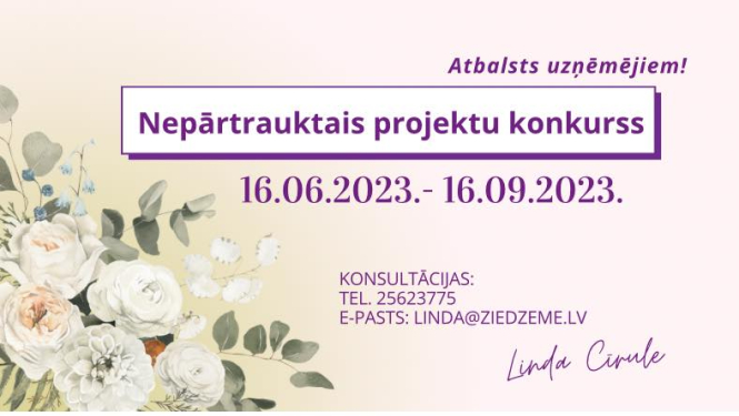 Plakāts  PPPB "Zied zeme” nepārtraukto LEADER projektu iesniegumu pieņemšana 